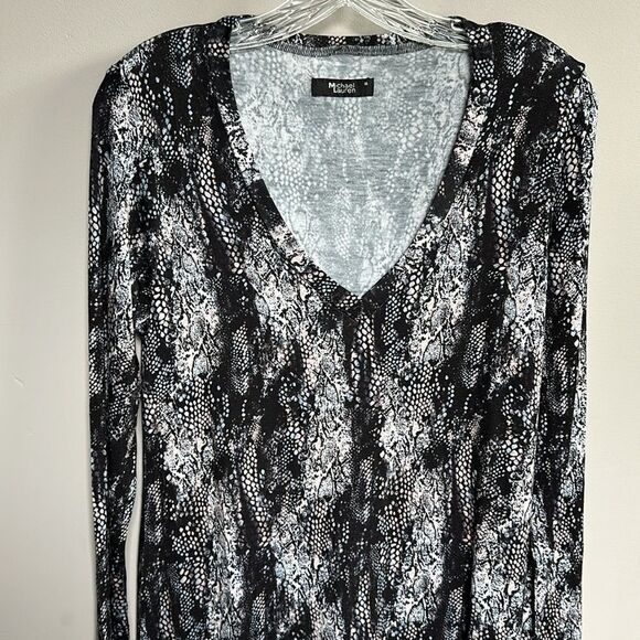 NWT Michael Lauren Rivera Long Sleeve V Neck Midi 3/4 Length Side Slit Dress M - Picture 3 of 12